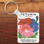 Vintages Saatgutpackungs-Label Art, Petunia-Blume Schlüsselanhänger (Vorderseite)