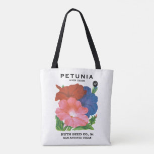 Vintages Saatgutpackungs-Label Art, Petunia-Blume Tasche