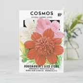 Vintages Saatgutpaket Kunst, Kosmos Garten Blume (Stehend Vorderseite)