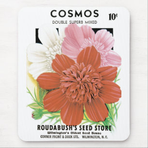 Vintages Saatgutpaket Kunst, Kosmos Garten Blume Mousepad