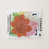 Vintages Saatgutpaket Kunst, Kosmos Garten Blume Puzzle (Horizontal)
