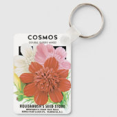 Vintages Saatgutpaket Kunst, Kosmos Garten Blume Schlüsselanhänger (Rückseite)