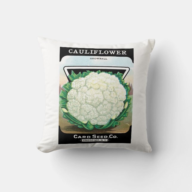 Vintages Saatgutverpackungs-Etikett Art, Blumenkoh Kissen (Vorderseite)