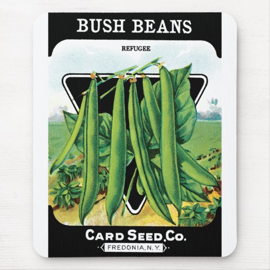 Vintages Saatgutverpackungs-Label Art, Bush Bean V Mousepad (Vorne)