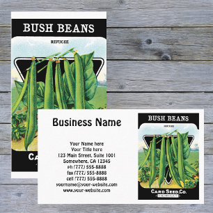 Vintages Saatgutverpackungs-Label Art, Bush Bean V Visitenkarte