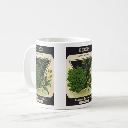 Vintages Saatgutverpackungs-Label Kaffeetasse (Vorderseite Links)