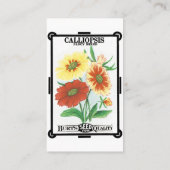 Vintages Saatgutverpackungslabel Art, Calliopsis B Visitenkarte (Rückseite)
