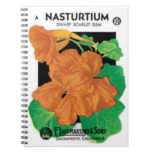 Vintages Saatgutverpackungslabel Art, Nasturtium-B Notizblock