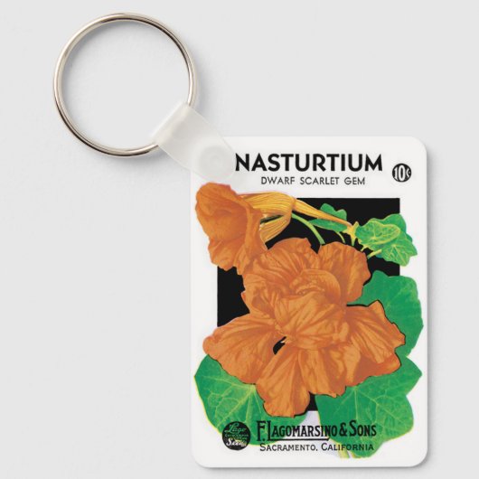 Vintages Saatgutverpackungslabel Art, Nasturtium-B Schlüsselanhänger (Vorderseite)