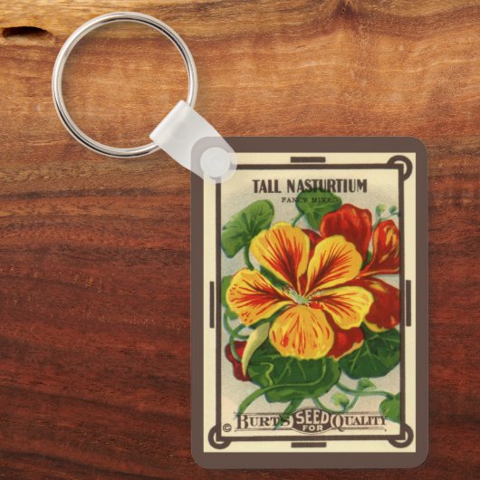 Vintages Saatgutverpackungslabel Art, Nasturtium-B Schlüsselanhänger (Vorderseite)