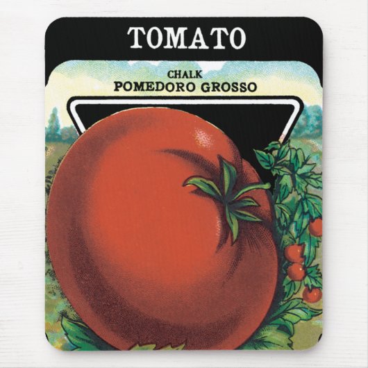 Vintages Saatgutverpackungslabel Art, Tomato Pomod Mousepad (Vorne)