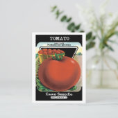Vintages Saatgutverpackungslabel Art, Tomato Pomod Postkarte (Stehend Vorderseite)