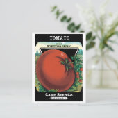 Vintages Saatgutverpackungslabel Art, Tomato Pomod Postkarte (Stehend Vorderseite)