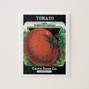 Vintages Saatgutverpackungslabel Art, Tomato Pomod Puzzle