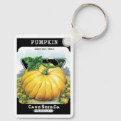 Vintages Saatpacketikett Art, Halloween Pumpkin Schlüsselanhänger (Rückseite)