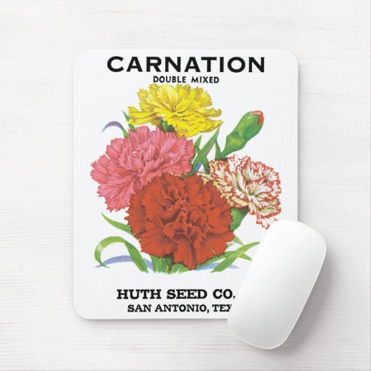 Vintages Saatpacketikett Art, Nelken Blume Mousepad (Mit Mouse)