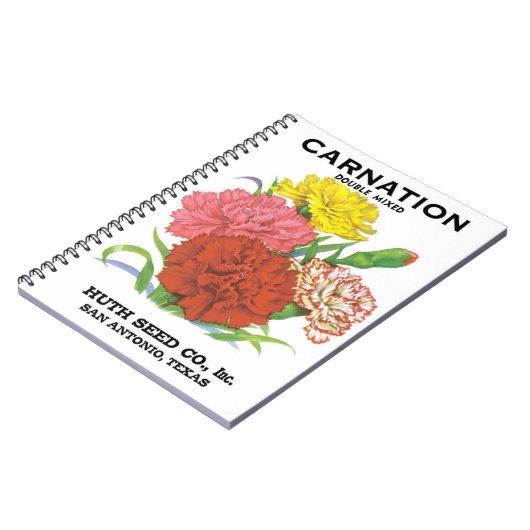 Vintages Saatpacketikett Art, Nelken Blume Notizblock (Linke Seite)