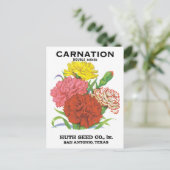 Vintages Saatpacketikett Art, Nelken Blume Postkarte (Stehend Vorderseite)