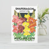 Vintages Saatpacketikett Art, Snapdragon-Blume (Stehend Vorderseite)