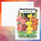 Vintages Saatpacketikett Art, Snapdragon-Blume Postkarte