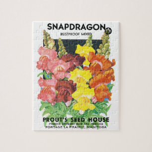 Vintages Saatpacketikett Art, Snapdragon-Blume Puzzle
