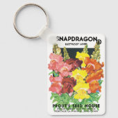 Vintages Saatpacketikett Art, Snapdragon-Blume Schlüsselanhänger (Vorderseite)