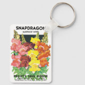 Vintages Saatpacketikett Art, Snapdragon-Blume Schlüsselanhänger (Rückseite)