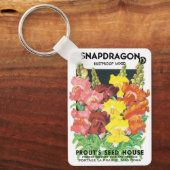 Vintages Saatpacketikett Art, Snapdragon-Blume Schlüsselanhänger (Vorderseite)