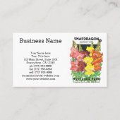 Vintages Saatpacketikett Art, Snapdragon-Blume Visitenkarte (Vorderseite)