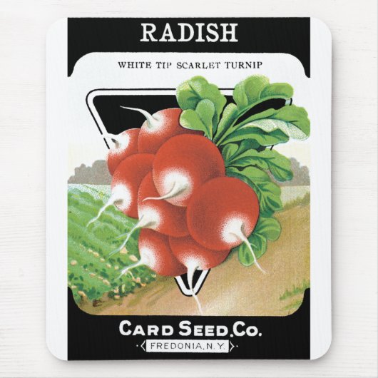 Vintages Saatpackungs-Etikett Kunst, Scarlet-Retti Mousepad (Vorne)