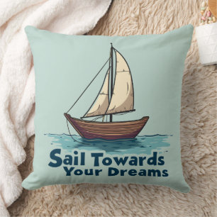 Vintages Sailboat Nautical Inspiration Zitat Kissen