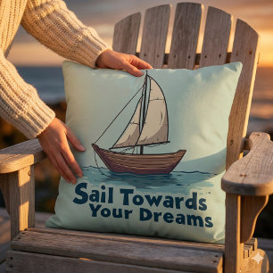 Vintages Sailboat Nautical Inspiration Zitat Kissen