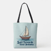Vintages Sailboat Nautical Inspiration Zitat Tasche (Rückseite)