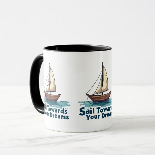 Vintages Sailboat Nautical Inspiration Zitat Tasse (Vorderseite Links)
