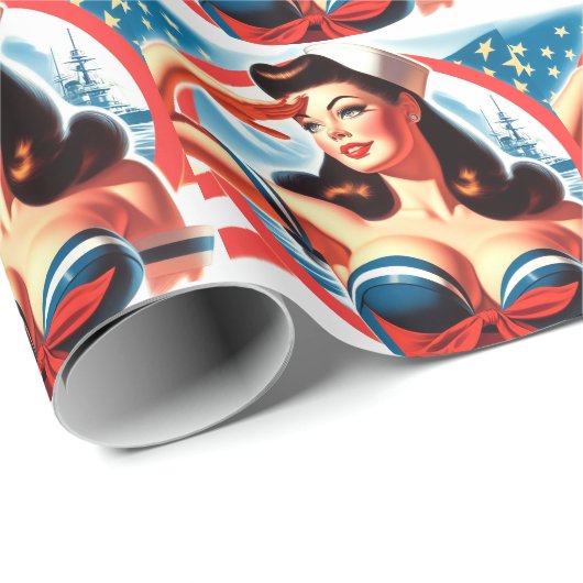 Vintages Sailor-Button Geschenkpapier (Rolleneckpunkt)