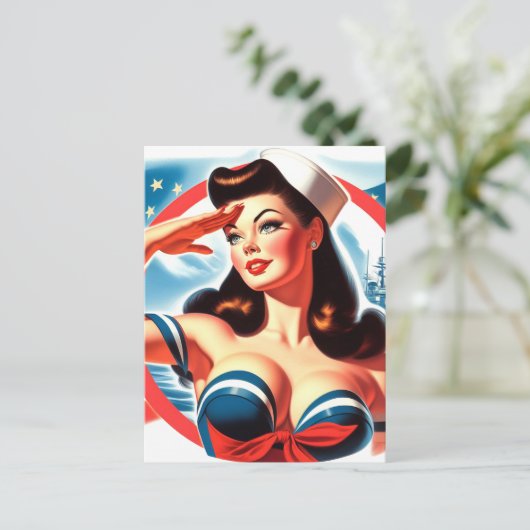 Vintages Sailor-Button Postkarte (Stehend Vorderseite)