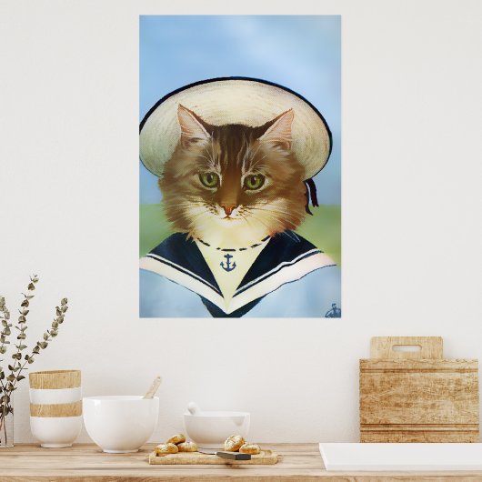 Vintages Sailor Cat Poster Print (Küche)