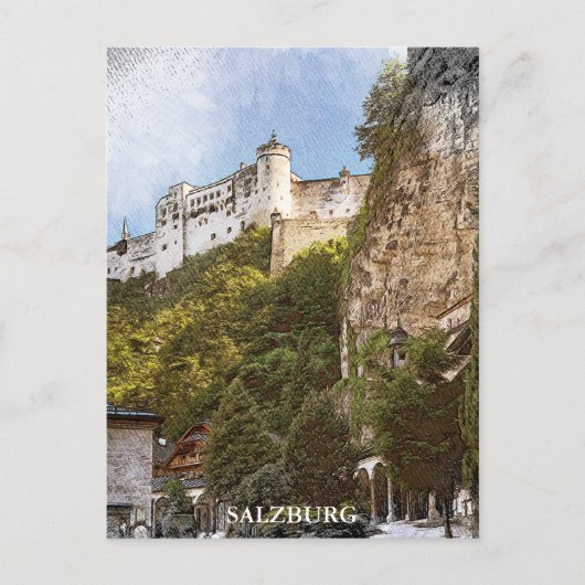 Vintages Salzburg Österreich Ausblick Postkarte (Vorderseite)