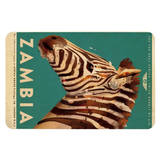 Vintages Sambia Zebra Travel Magnet (Horizontal)
