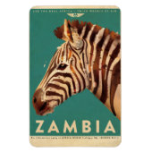 Vintages Sambia Zebra Travel Magnet (Vertikal)