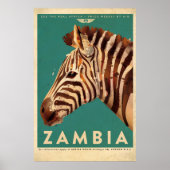 Vintages Sambia Zebra Travel Poster (Vorne)