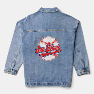 Vintages San Diego Stadtbild Baseball für Männer F Jeansjacke
