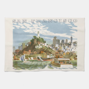 Vintages San Francisco Bay Travel Poster Ferryboat Geschirrtuch