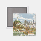 Vintages San Francisco Bay Travel Poster Ferryboat Magnet (Vorderseite/Rückseite)