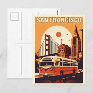 Vintages San Francisco, CA alter Bus auf der Straß Postkarte