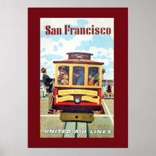 Vintages San Francisco Cable Car Travel Poster