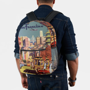 Vintages San Francisco Cable Cars Travel Poster Ar Bedruckter Rucksack