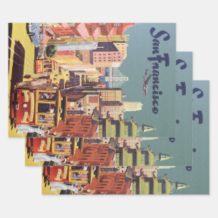 Vintages San Francisco Cable Cars Travel Poster Ar Geschenkpapier Set