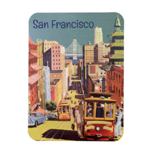 Vintages San Francisco Cable Cars Travel Poster Ar Magnet