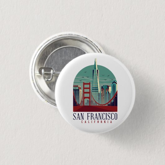 Vintages San Francisco Cityscape Button (Vorne & Hinten)